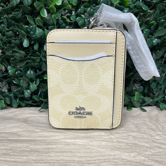 Coach Handbags - COACH Cream Card Holder with Chain